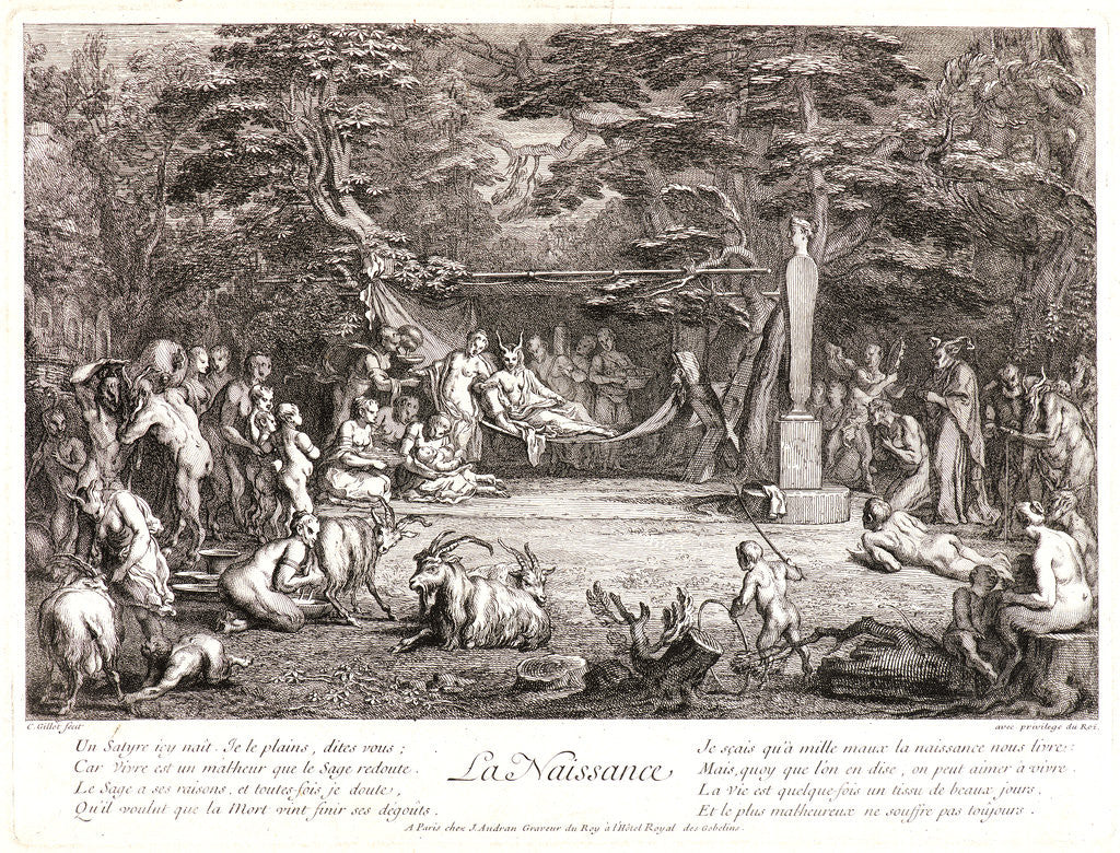 Detail of Birth (La Naissance), ca. 1718-1722 by Claude Gillot and Jean Audran