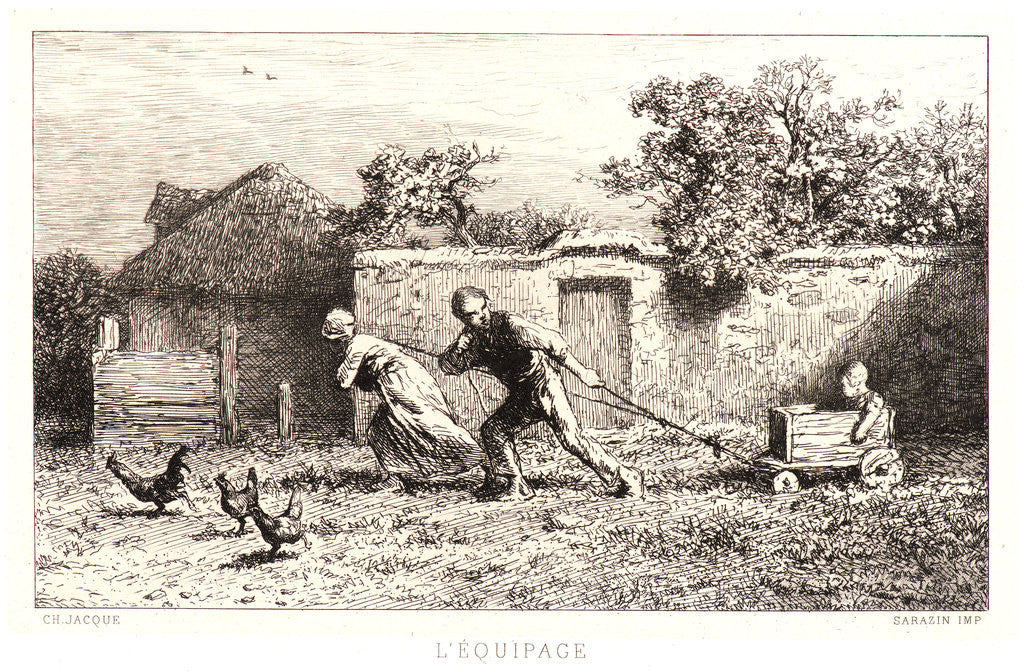 Detail of The Carriage (L'Equipage), 1864 by Charles Émile Jacque