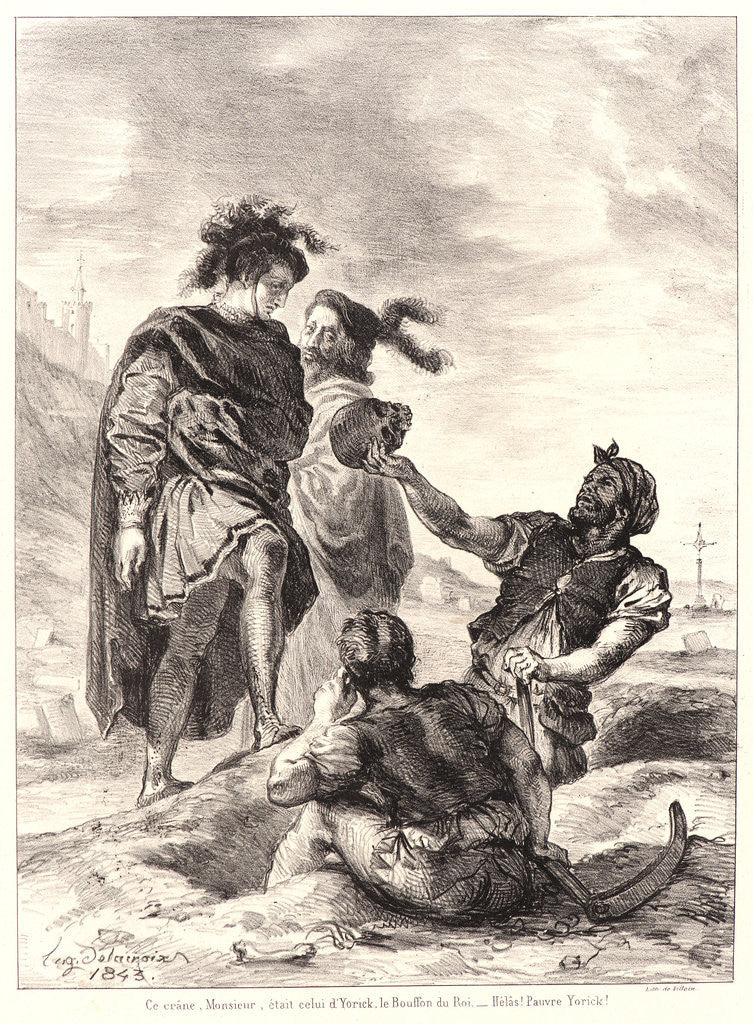 Detail of Hamlet: Ce crâne.., 1834-1843 by Eugène Delacroix