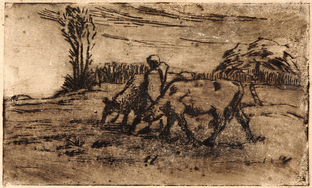 Detail of Two Cows (Les Deux Vaches), ca. 1847-1848 by Jean-François Millet
