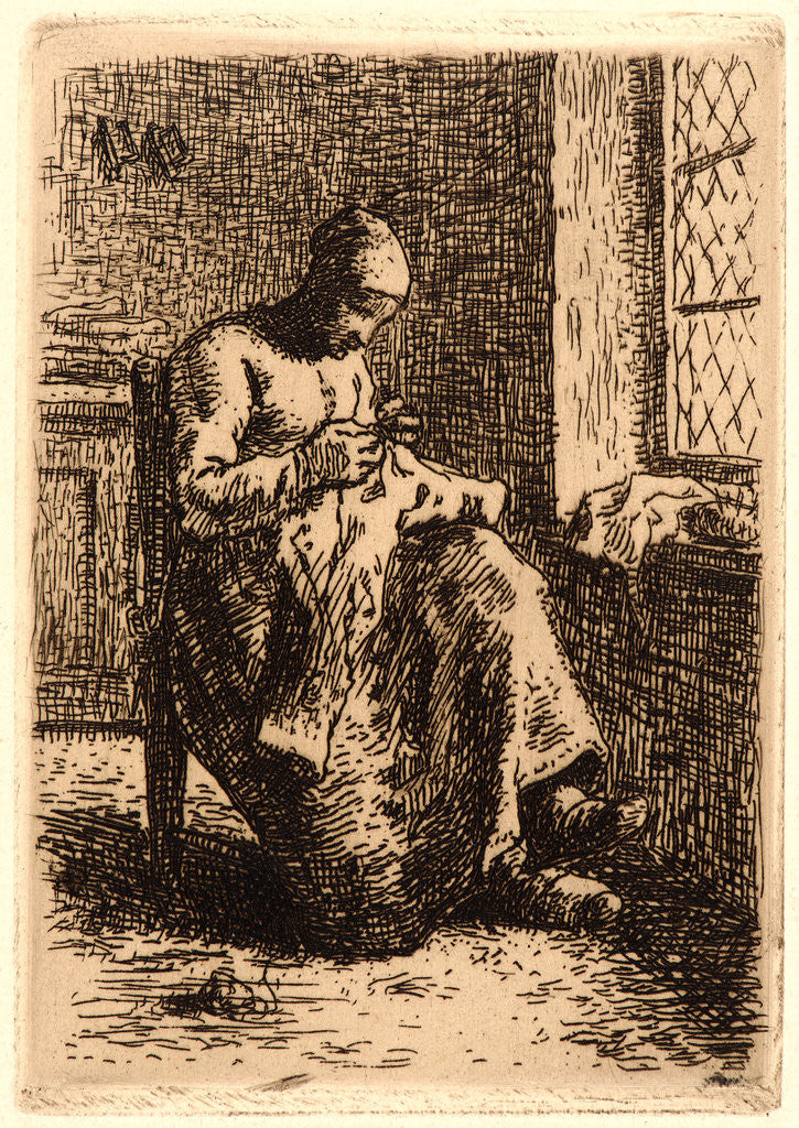 Detail of Woman Sewing (La Couseuse), ca. 1855-1856 by Jean-François Millet