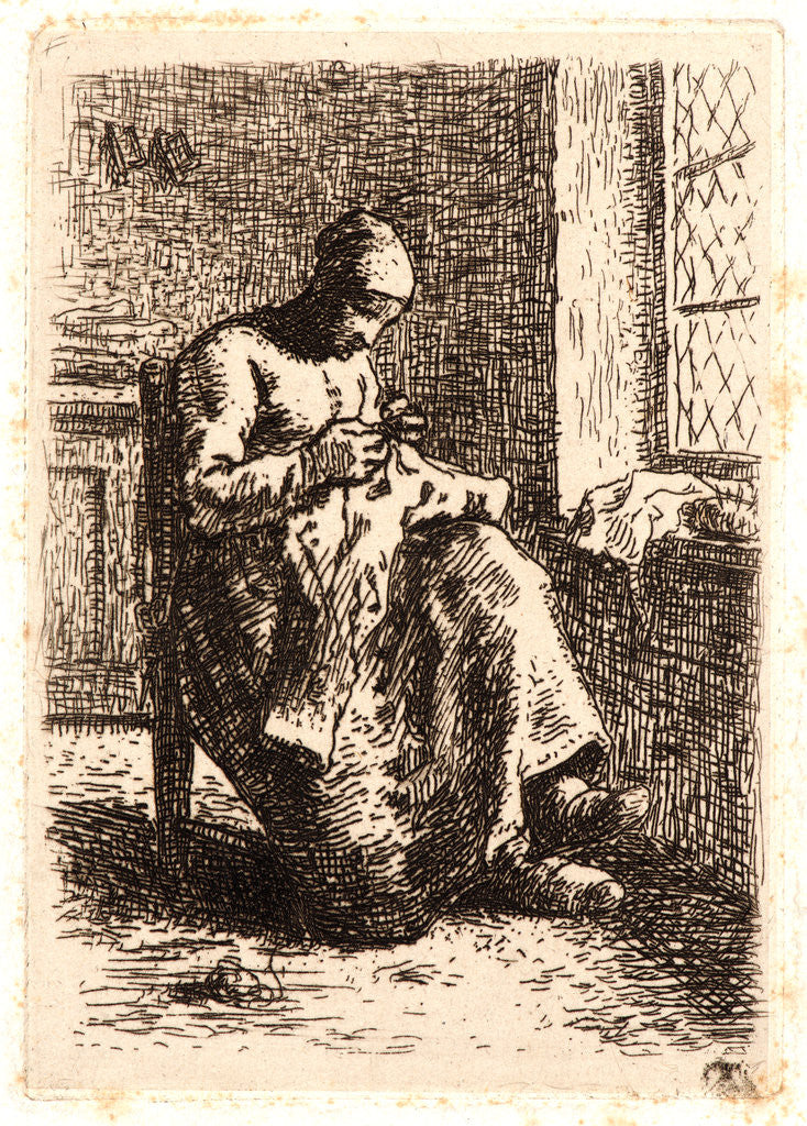 Detail of Woman Sewing (La Couseuse), ca. 1855-1856 by Jean-François Millet
