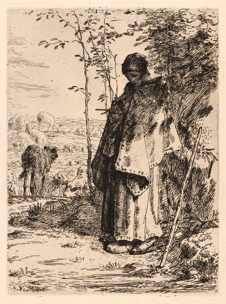 Detail of Shepherdess Knitting (La Grande Bergère), 1862 by Jean-François Millet
