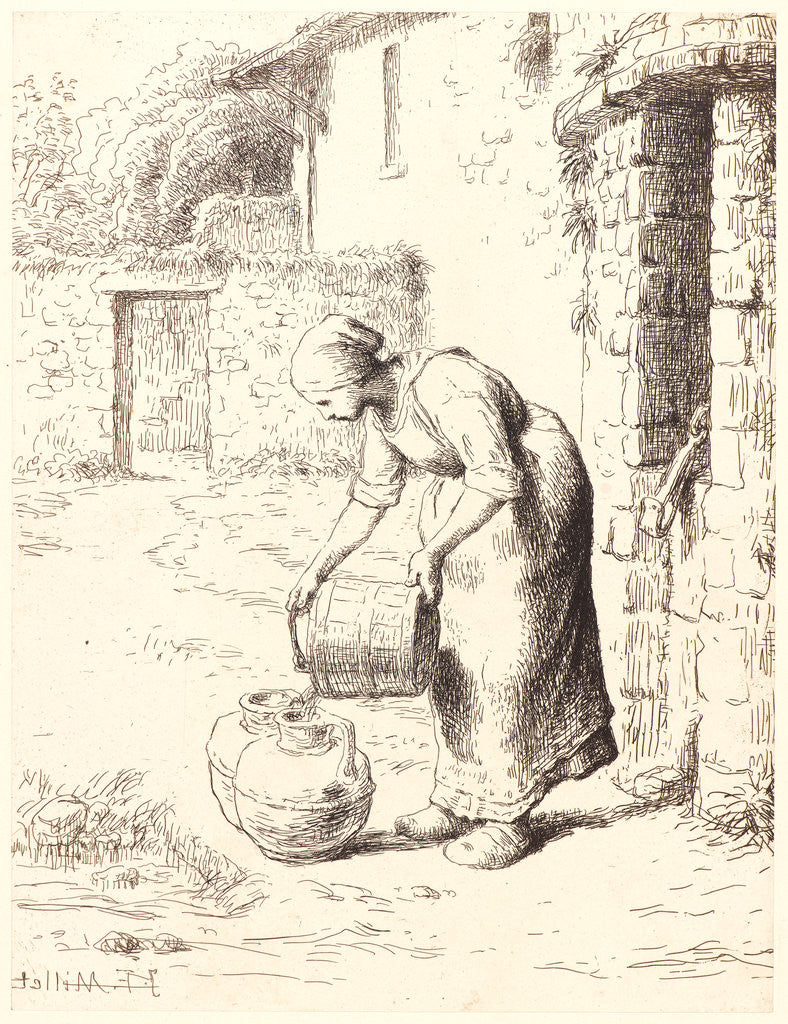 Detail of Woman Emptying a Pail (Femme vidant un seau), 1862 by Jean-François Millet