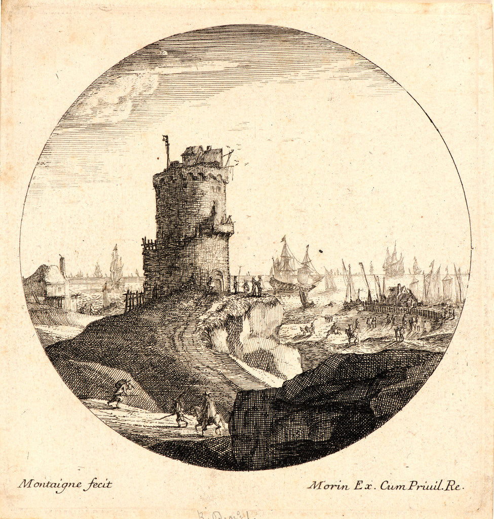 Detail of Le Petit Port de Mer à la Grosse Tour Ronde, 17th century by Michel Montagne
