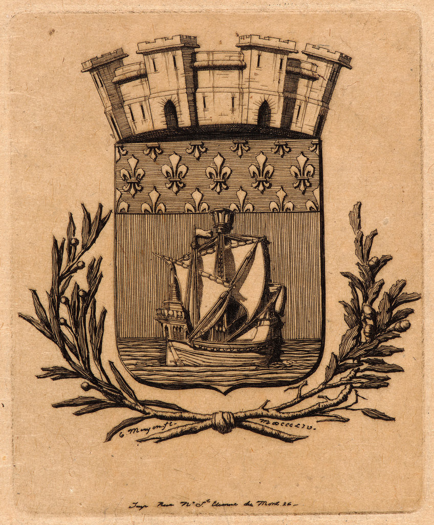 Detail of Arms of the City of Paris, 1854 by Charles Meryon