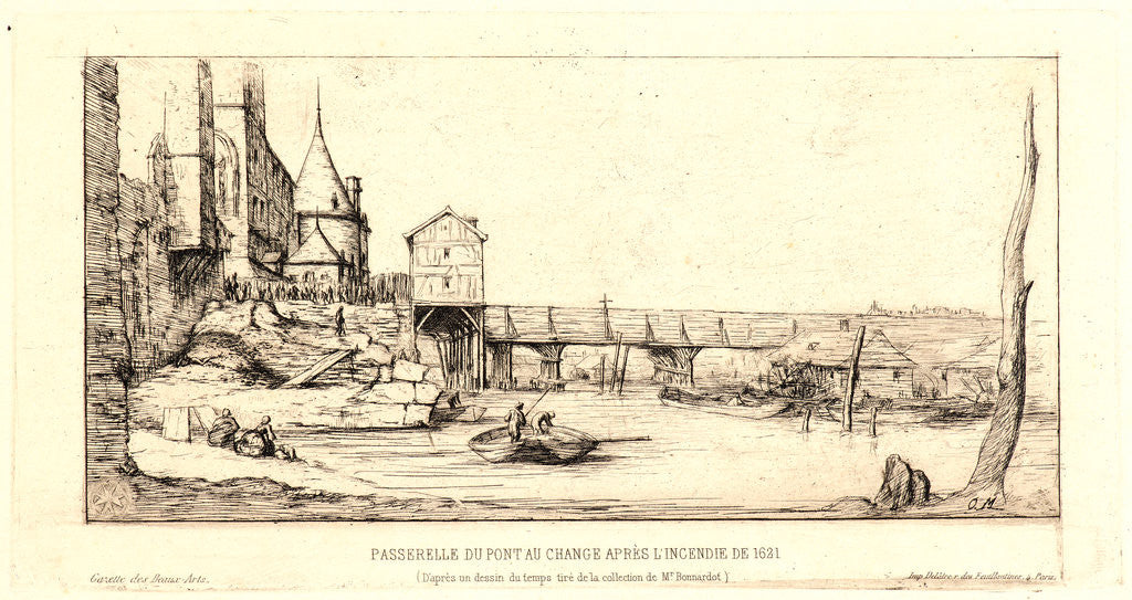 Detail of Passerelle du Pont-au-Change apres l'incendie de 1621, 1860 by Charles Meryon