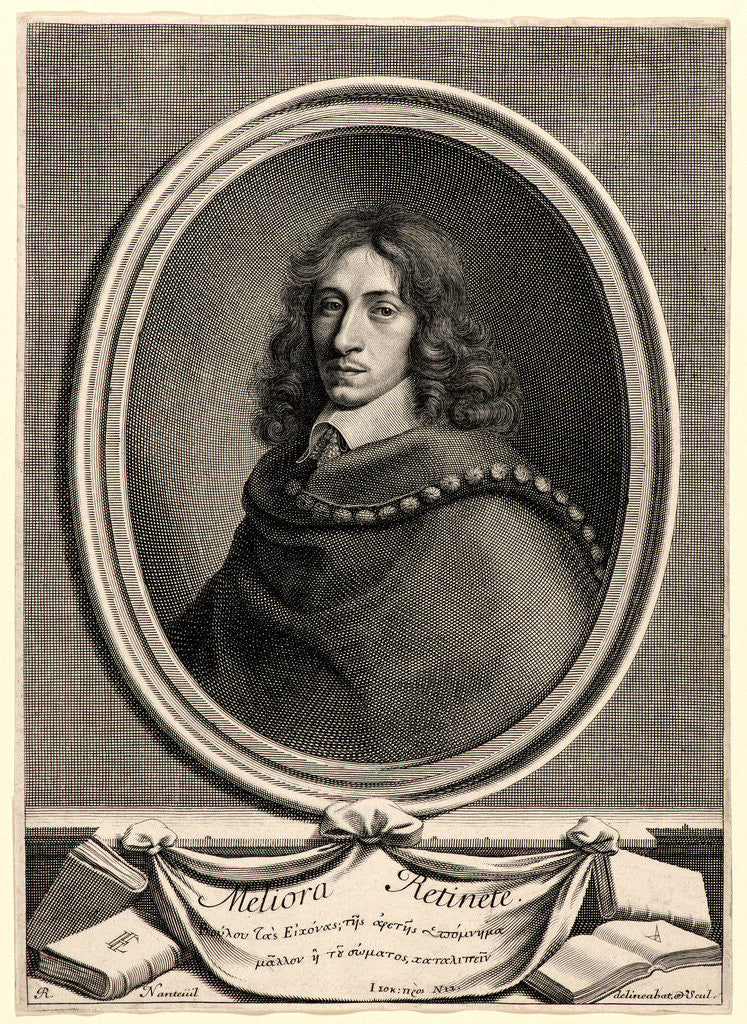 Detail of John Evelyn, 1650 by Robert Nanteuil