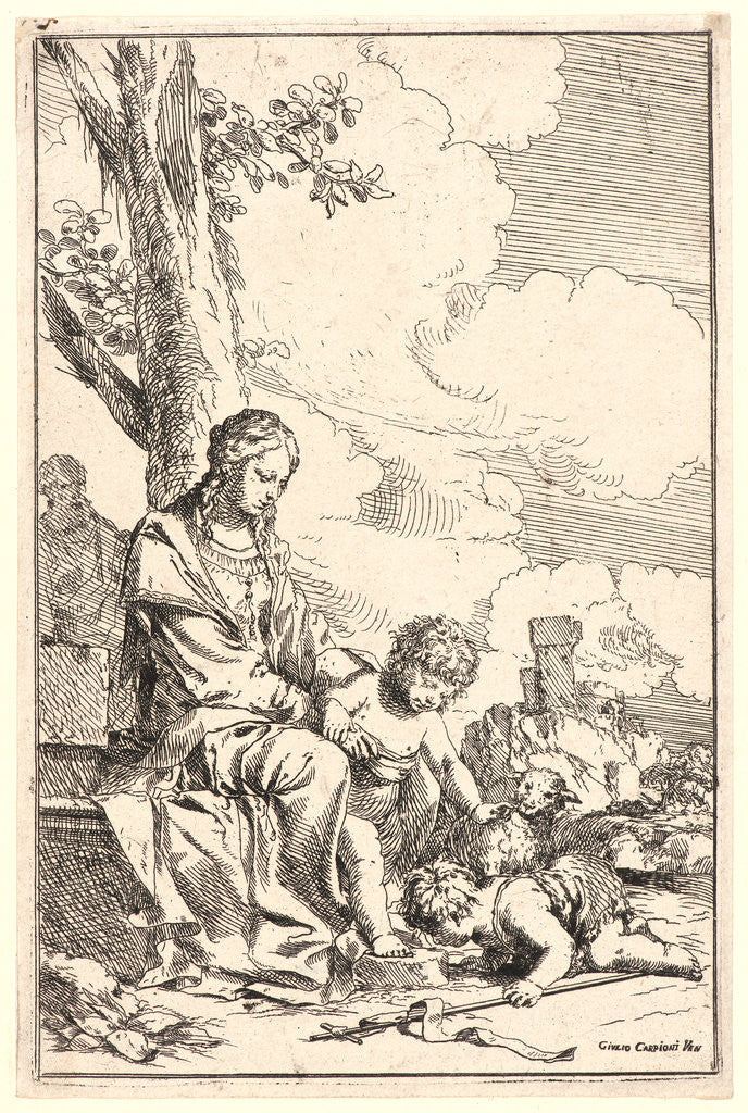 Detail of L'Hommage du Petit St. Jean (The Holy Family), 17th century. by Giulio Carpioni