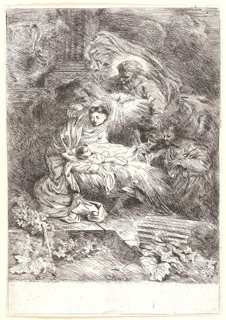 Detail of God the Father and the Holy Spirit, Watching over the Newborn Child (Dieu le père considérant son fils, nouvellement né), ca. 1645 by Giovanni Benedetto Castiglione