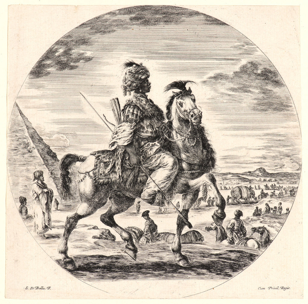 Detail of Cavalier nègre allant vers la droite, 1651 by Stefano Della Bella