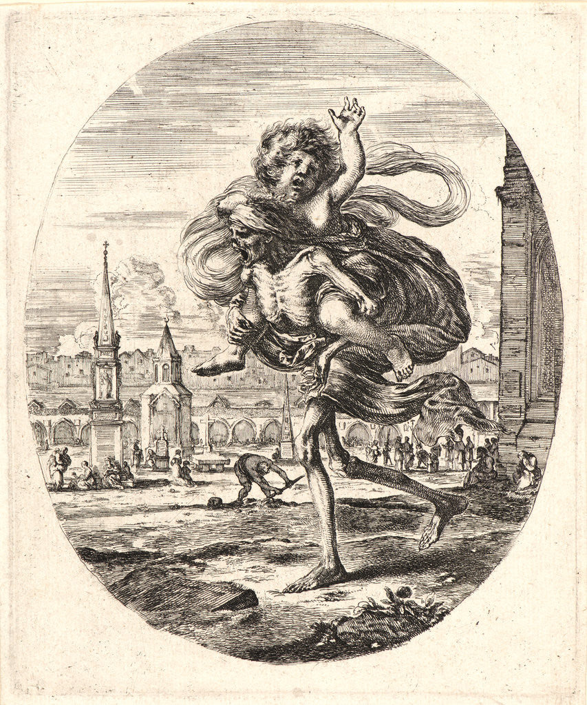 Detail of La Mort emportant sur son dos un enfant, 1648 by Stefano Della Bella