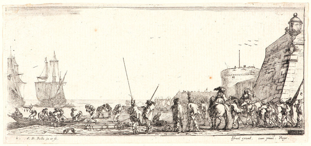 Detail of De nombreux soldats attendent sur le rivage, 1644 by Stefano Della Bella