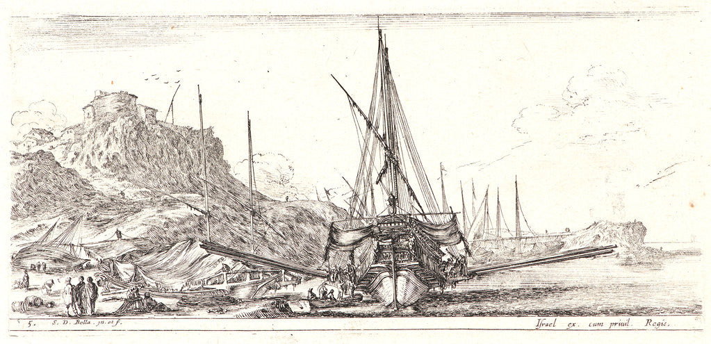 Detail of Une galere sur le point de quitter la rade, 1644 by Stefano Della Bella