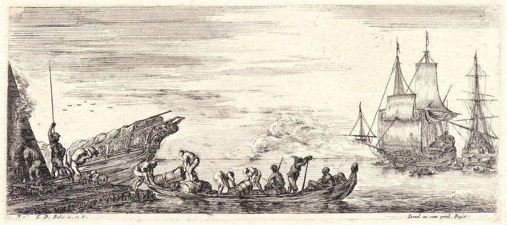 Detail of Sentinelle et trois debardeurs, 1644 by Stefano Della Bella