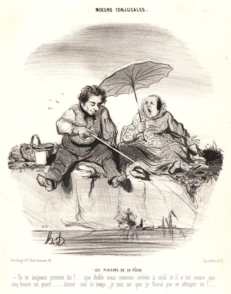 Detail of Les Plaisirs de la Pêche (The Pleasures of Fishing), 1842 by Honoré Daumier
