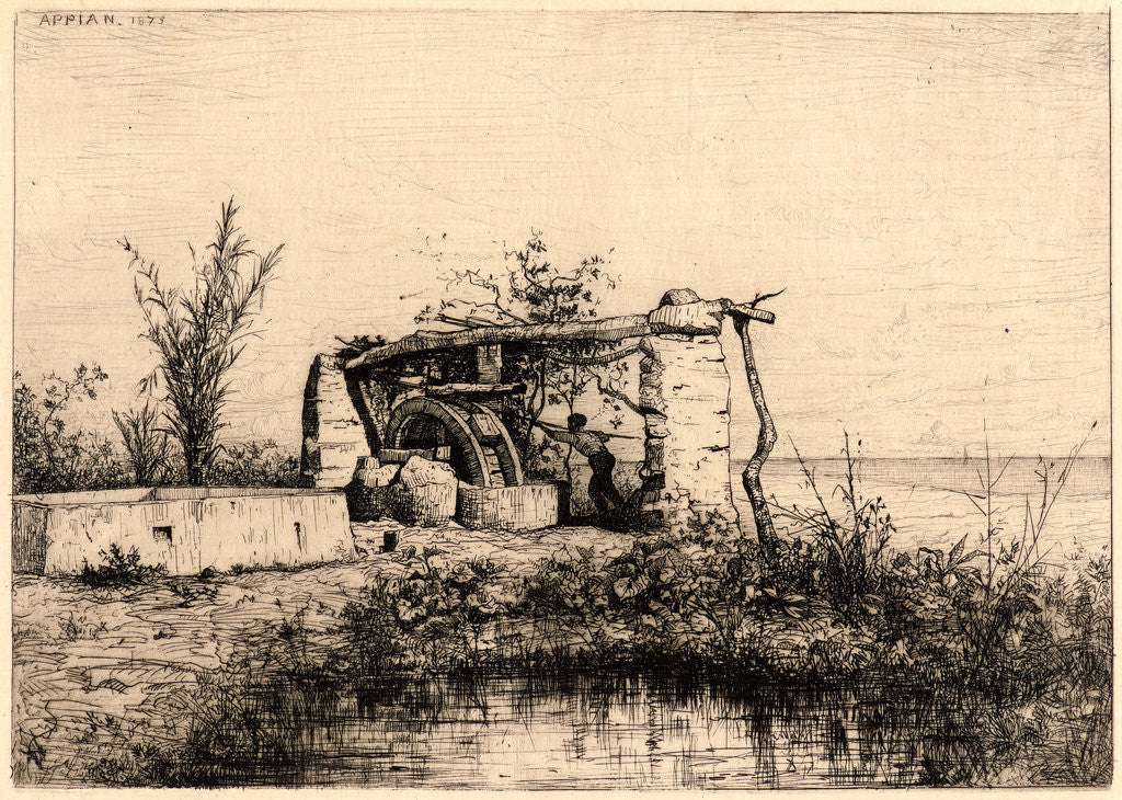 Detail of Une Noria à Bordiquier, 1873 by Adolphe Appian