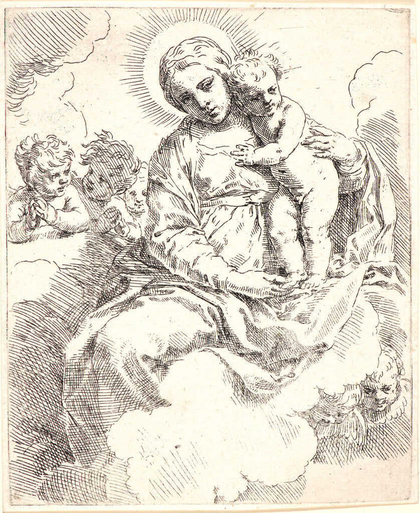 Detail of Virgin and Child with Angels (in Clouds), 17th century by Simone Cantarini