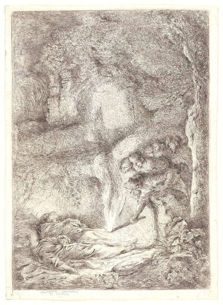 Detail of Discovery of the Bodies of Sts. Peter and Paul, ca. 1651 by Giovanni Benedetto Castiglione