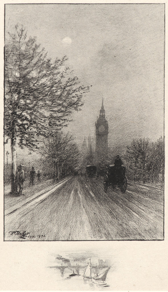 Detail of The Embankment, Westminster, London, 1892 by Félix Hilaire Buhot