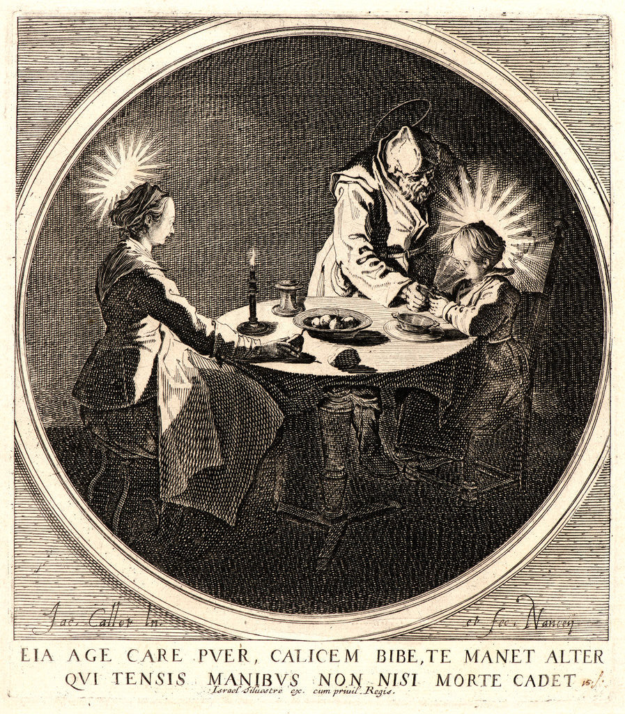 Detail of The Holy Family at Supper (Le Bénédicité), 1628 by Jacques Callot