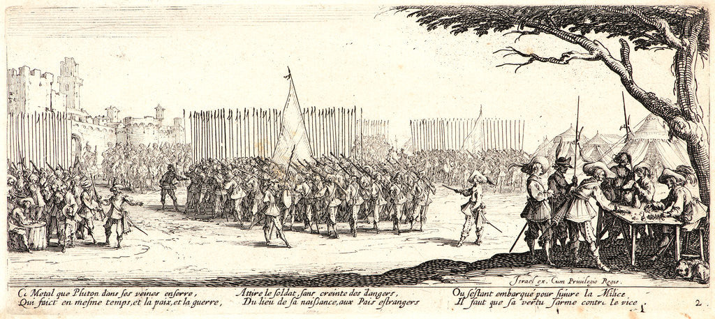 Detail of L'Enrolment des Troupes, 1633 by Jacques Callot