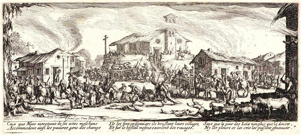 Detail of Pillage and Burning of a Village (Pillage et Incendie d'un Village), 1633 by Jacques Callot