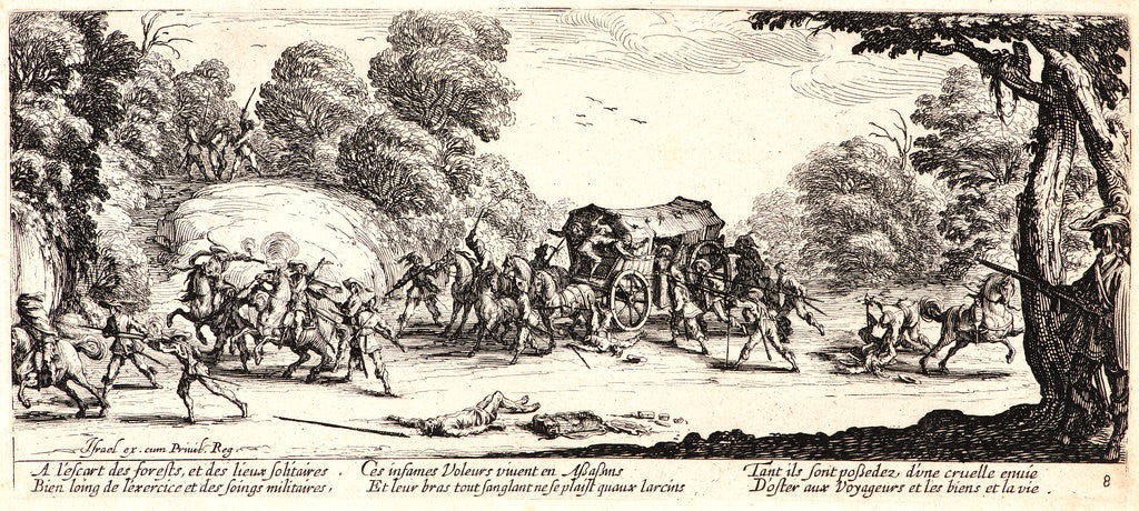 Detail of Highway Robbery and Murder (L'Attaque de la Diligence), 1633 by Jacques Callot