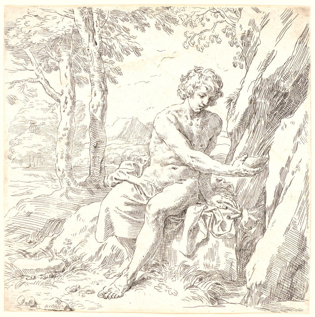 Detail of St. John the Baptist in the Desert, 17th century by Simone Cantarini