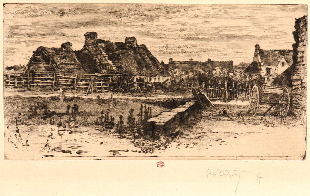 Detail of The Large Thatched Cottages (Les Grandes Chaumières), 19th century by Félix Hilaire Buhot