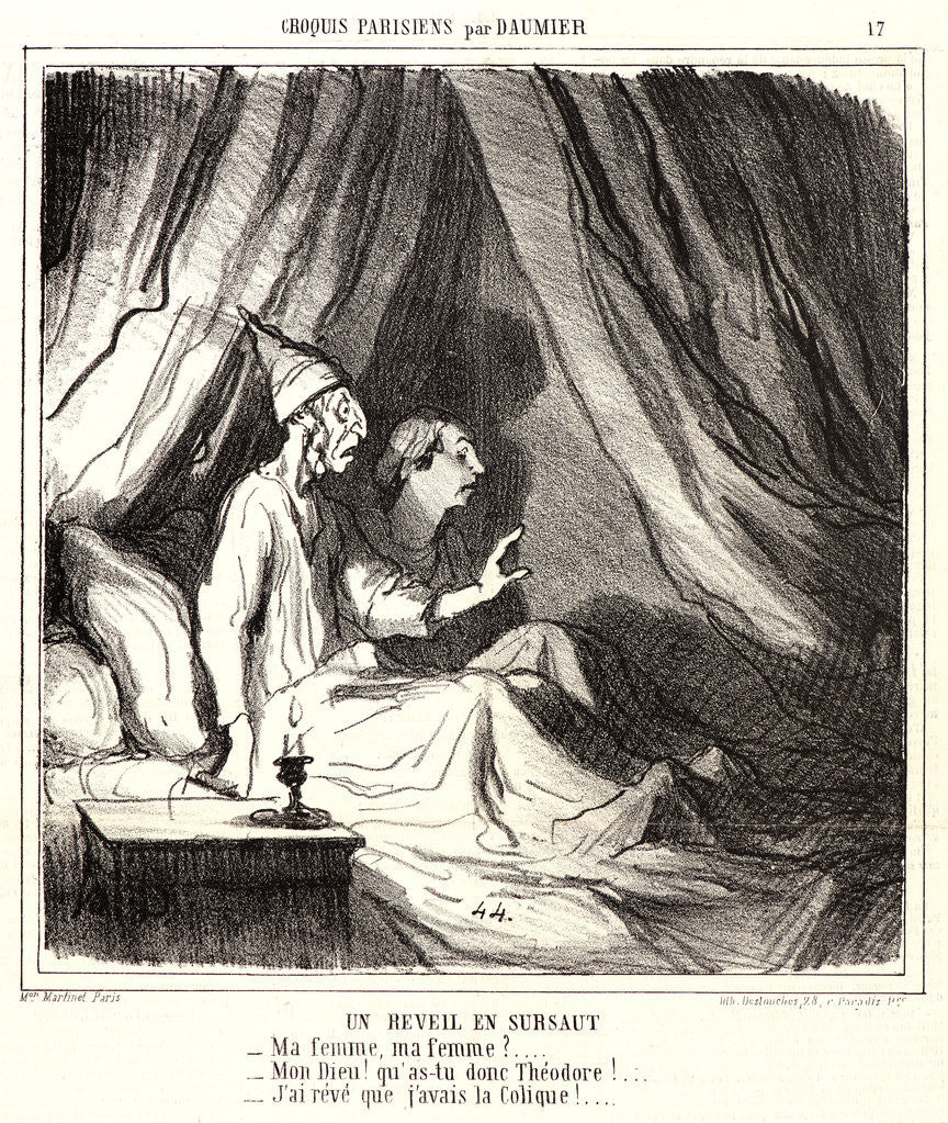Detail of Un réveil en sursaut, 1865 by Honoré Daumier