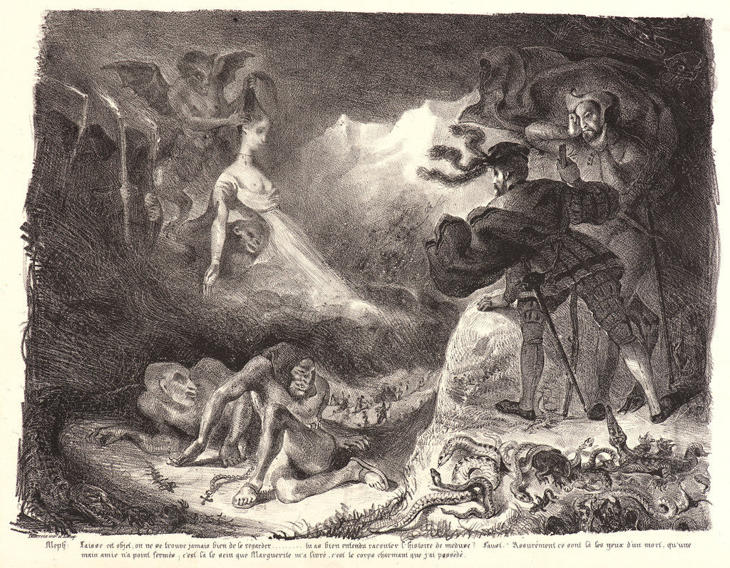 Detail of Marguerite’s Shadow Appearing to Faust (L’ombre de Marguerite apparaissant à Faust), 1828 by Eugène Delacroix