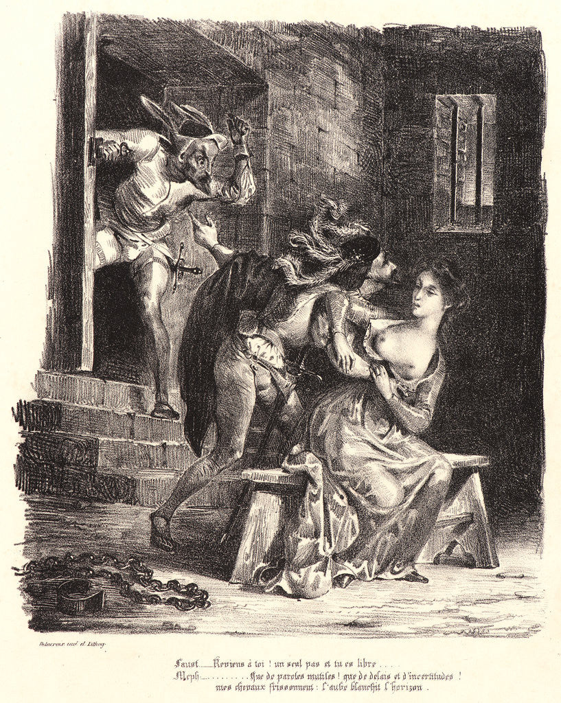 Detail of Faust in Marguerite’s Prison (Faust dans la prison de Marguerite), 1828 by Eugène Delacroix