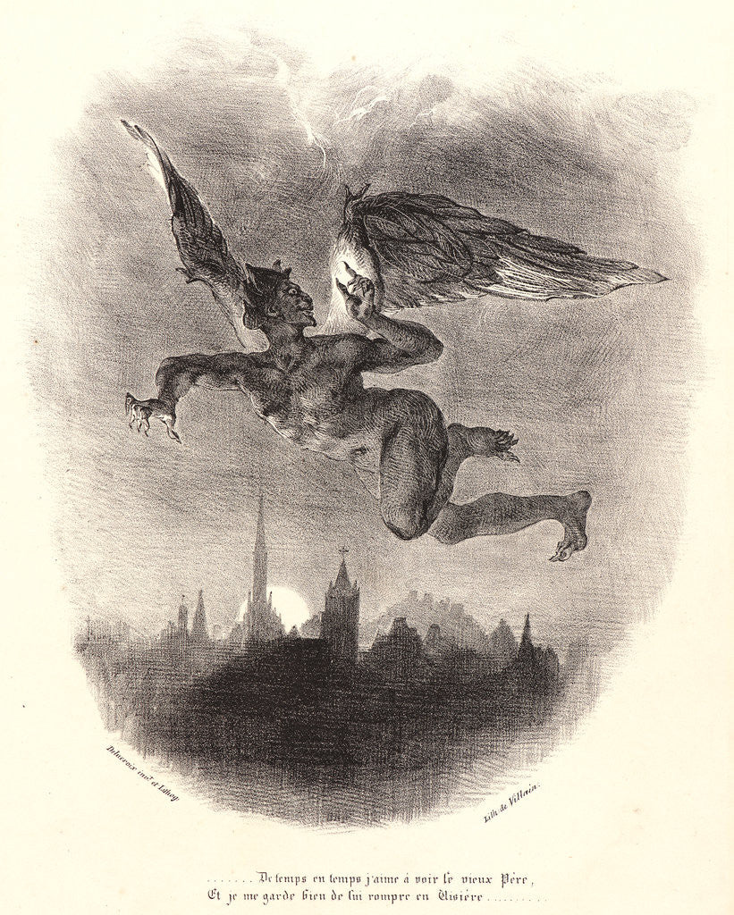 Detail of Mephistopheles in the Air (Méphistophélès dans les airs), 1828 by Eugène Delacroix