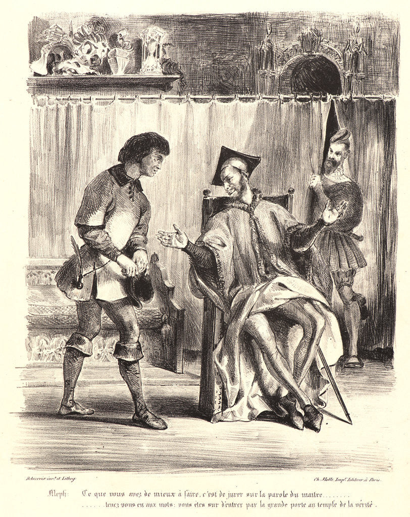 Detail of Mephistopheles Receiving the Student (Méphistophélès recevant l’écolier), 1828 by Eugène Delacroix