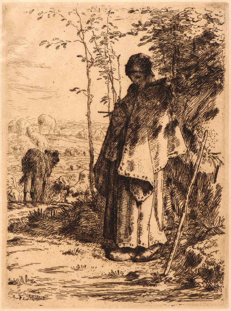 Detail of Shepherdess Knitting (La Grande Bergère), 1862 by Jean-François Millet