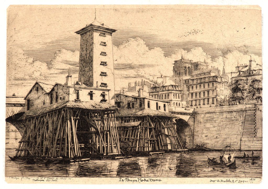 Detail of Le Pompe Notre Dame, 1852 by Charles Meryon