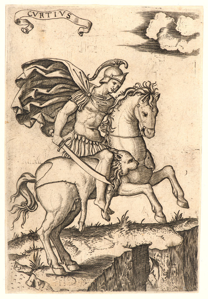 Detail of Marcus Curtius, 16th century by Marcantonio Raimondi