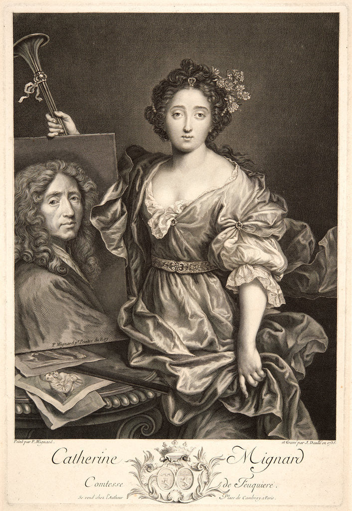 Detail of Portrait of Catherine Marguerite Mignard, Comtesse de Fouquière, Daughter of the Painter Pierre Mignard, 1735 by Jean Daullé