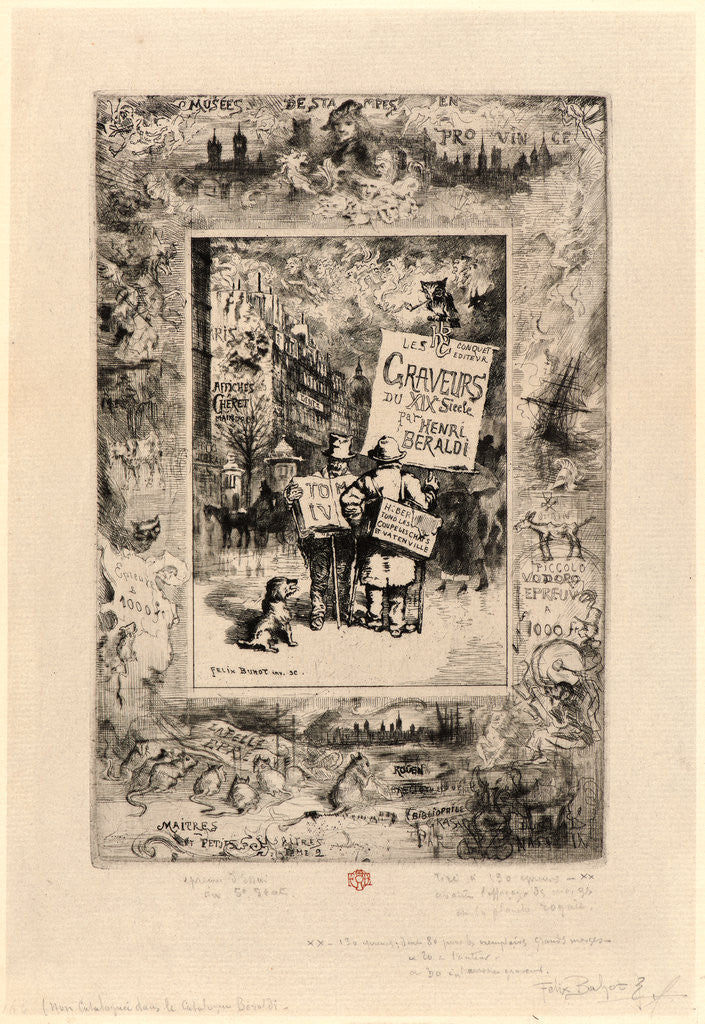 Detail of Frontispiece for Les Graveurs du XIXe Siecle by Henri Beraldi, 19th century by Félix Hilaire Buhot