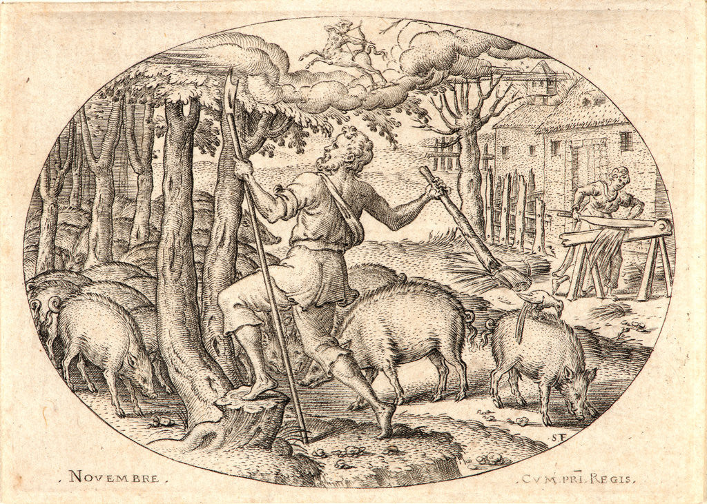 Detail of The Twelve Months, November, 1568 by Etienne Delaune