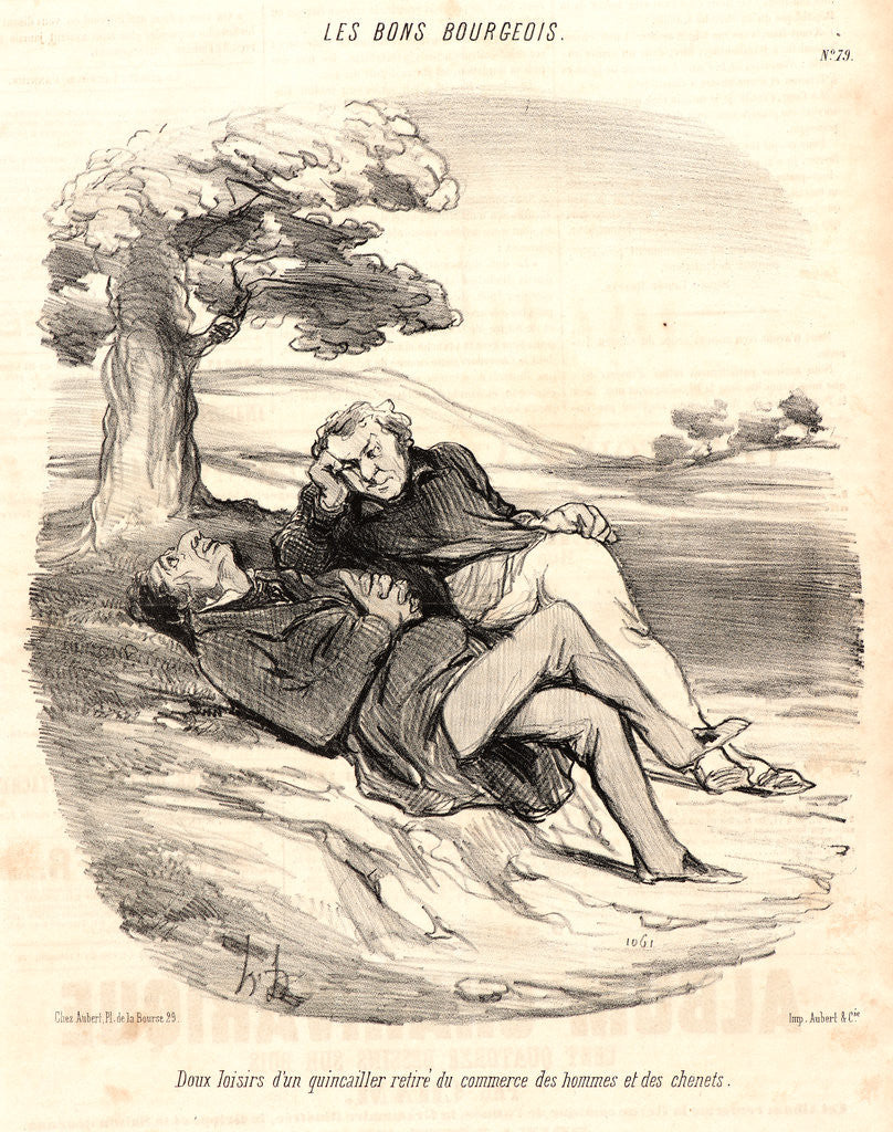 Detail of Doux loisirs d'un quincailler retiré du commerce.., 1848 by Honoré Daumier