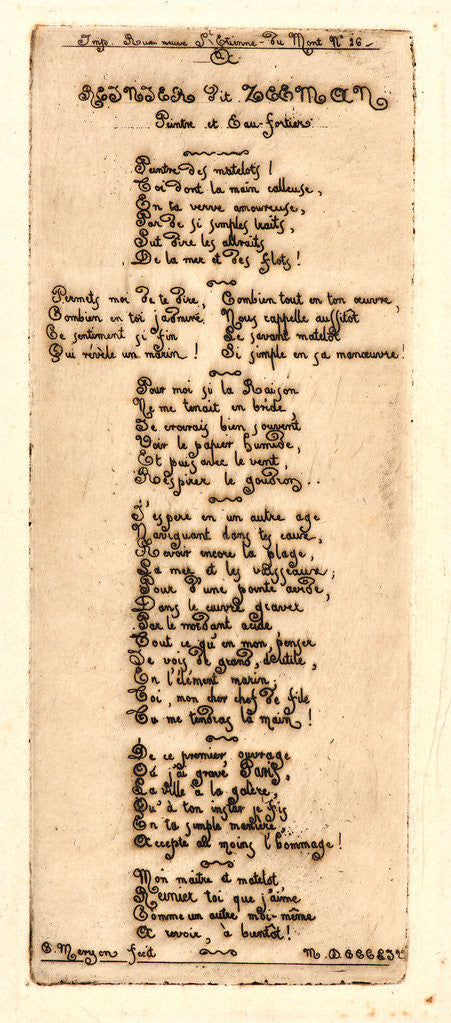 Detail of Dédicace à Reynier Nooms, dit Zeeman, 1854 by Charles Meryon