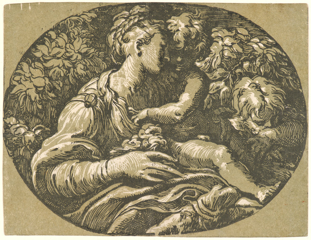 Detail of Holy Family in an Oval (The Virgin and Child with the Infant St. John), ca. 1527-1531 by Antonio da Trento