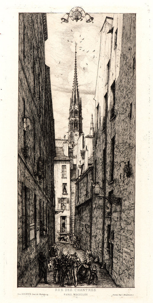 Detail of La Rue des Chantres, Paris, 1862 by Charles Meryon