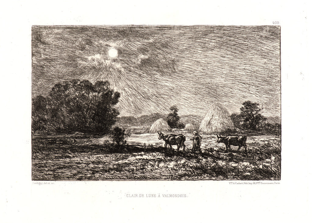 Detail of Moonlight at Valmondois (Clair de lune a Valmondois), 1877 by Charles François Daubigny