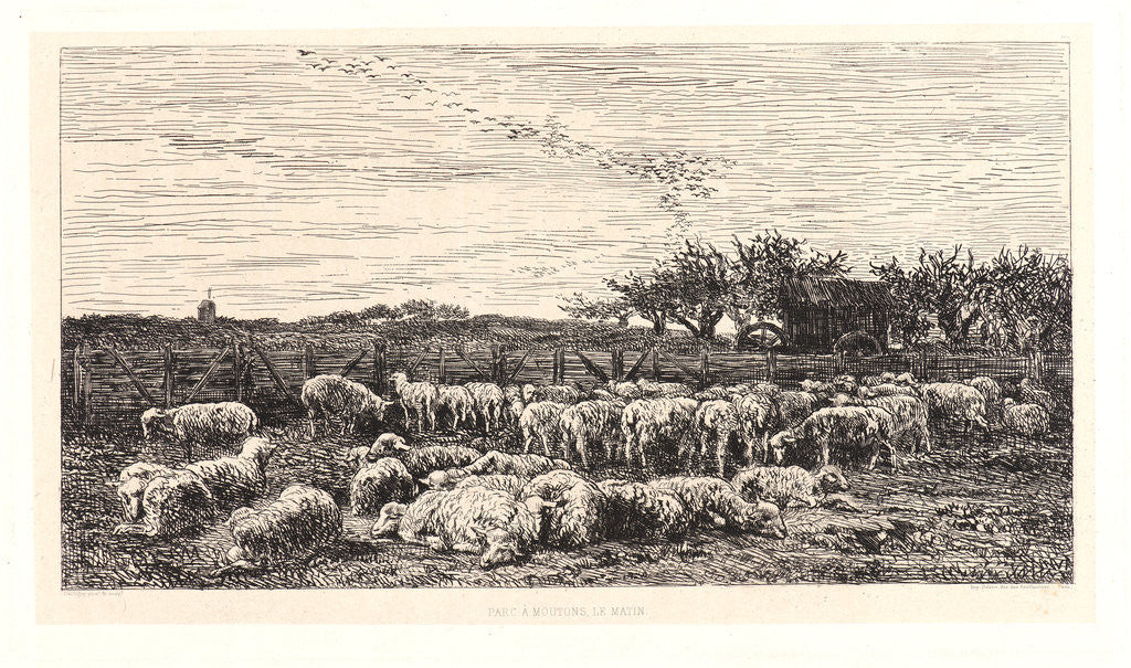 Detail of The Sheepfold, Morning (La Grand Parc à Moutons, le Matin), ca. 1860 by Charles François Daubigny