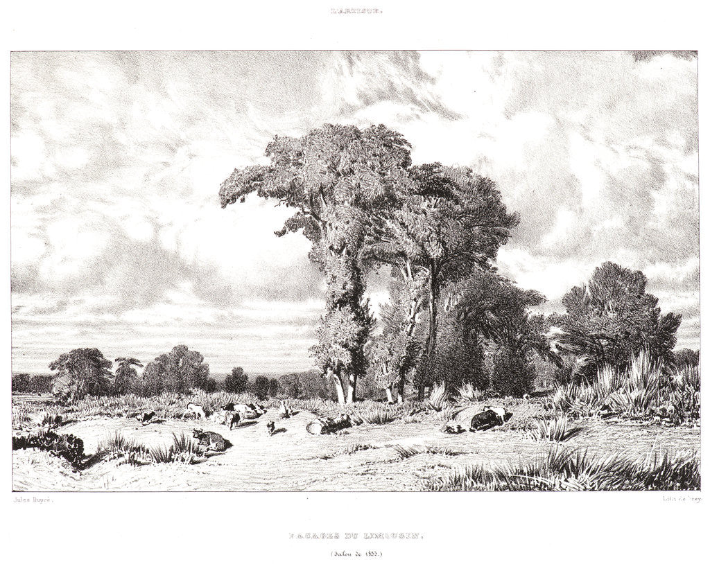 Detail of Pastureland in the Limousin (Pacages du Limousin), 1835 by Jules Dupré