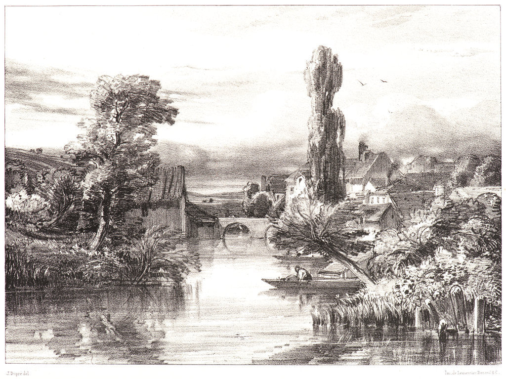 Detail of View in Alençon (Vue prise à Alençon (Dep. de l'Orne)), 1839 by Jules Dupré