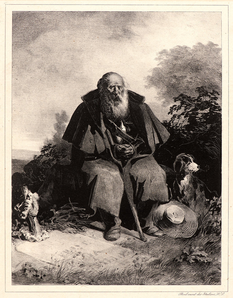 Detail of Old Man with Dog, 19th century by Nicolas Toussaint Charlet